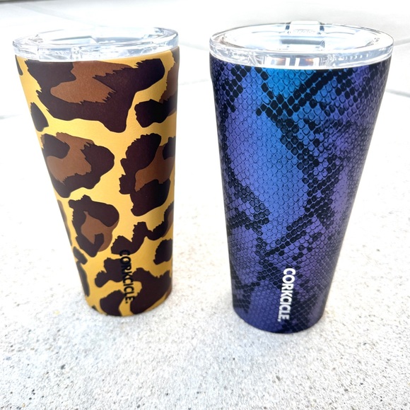 CORKCICLE rainboa TUMBLER snakeskin print iridescent rainbow EXTRA LID NEW 16oz - Picture 10 of 10